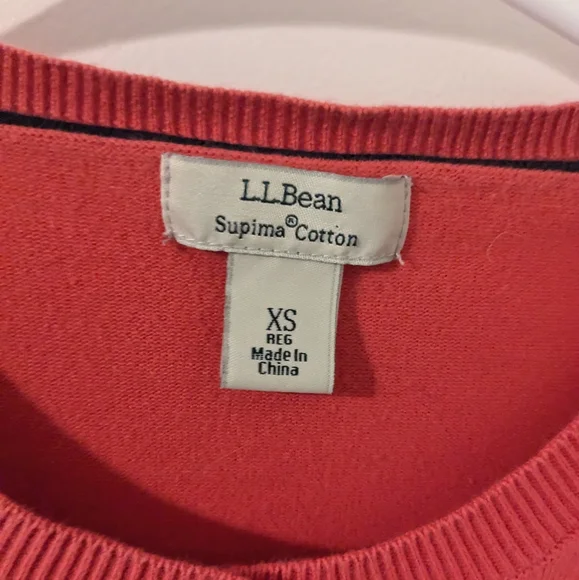 L.L. Bean Pink and Navy stripe Cardigan Sweater Buttons Size XS - Picture 2 of 3